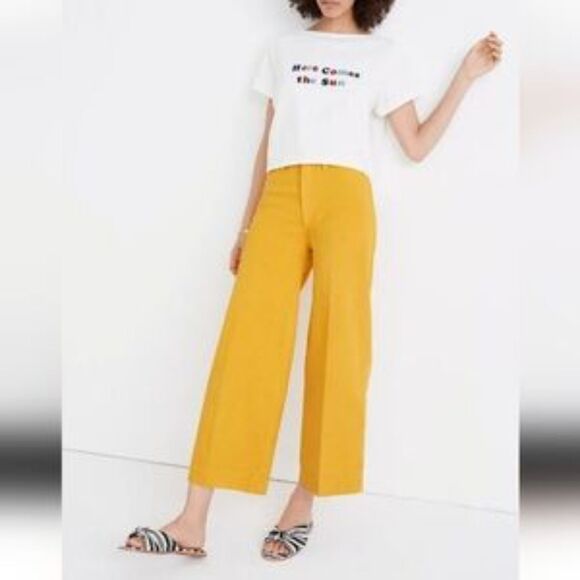 LANE BRYANT Women's Yellow Power Pockets Wide Leg Crop Pants 22 High Waist NWT - Picture 14 of 15